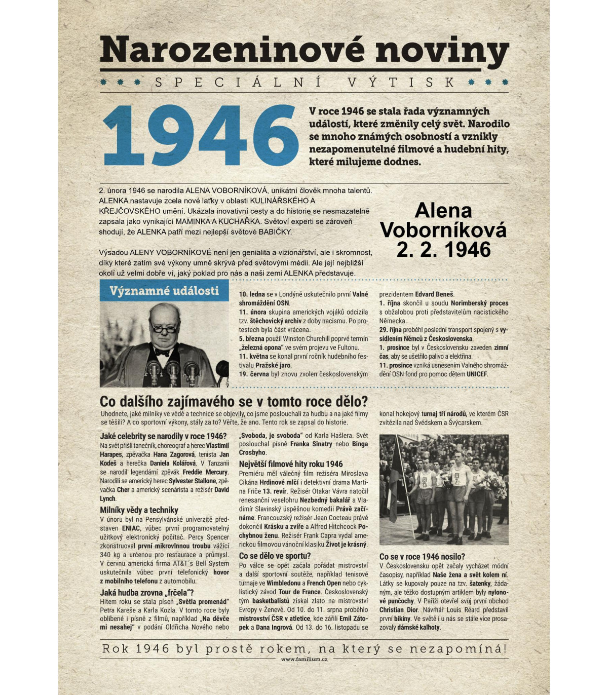 Narozeninové noviny 1946| Originální dárky s věnováním