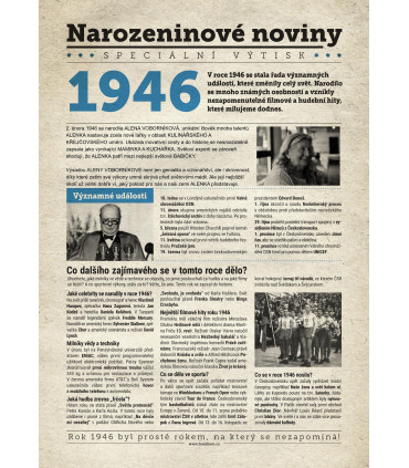 Narozeninové noviny 1946| Originální dárky s věnováním