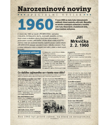 Narozeninové noviny 1960| Originální dárky s věnováním
