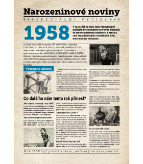 Narozeninové noviny 1958 | Originální dárky s věnováním
