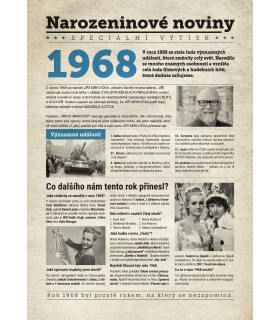 Narozeninové noviny 1968 | Originální dárky s věnováním