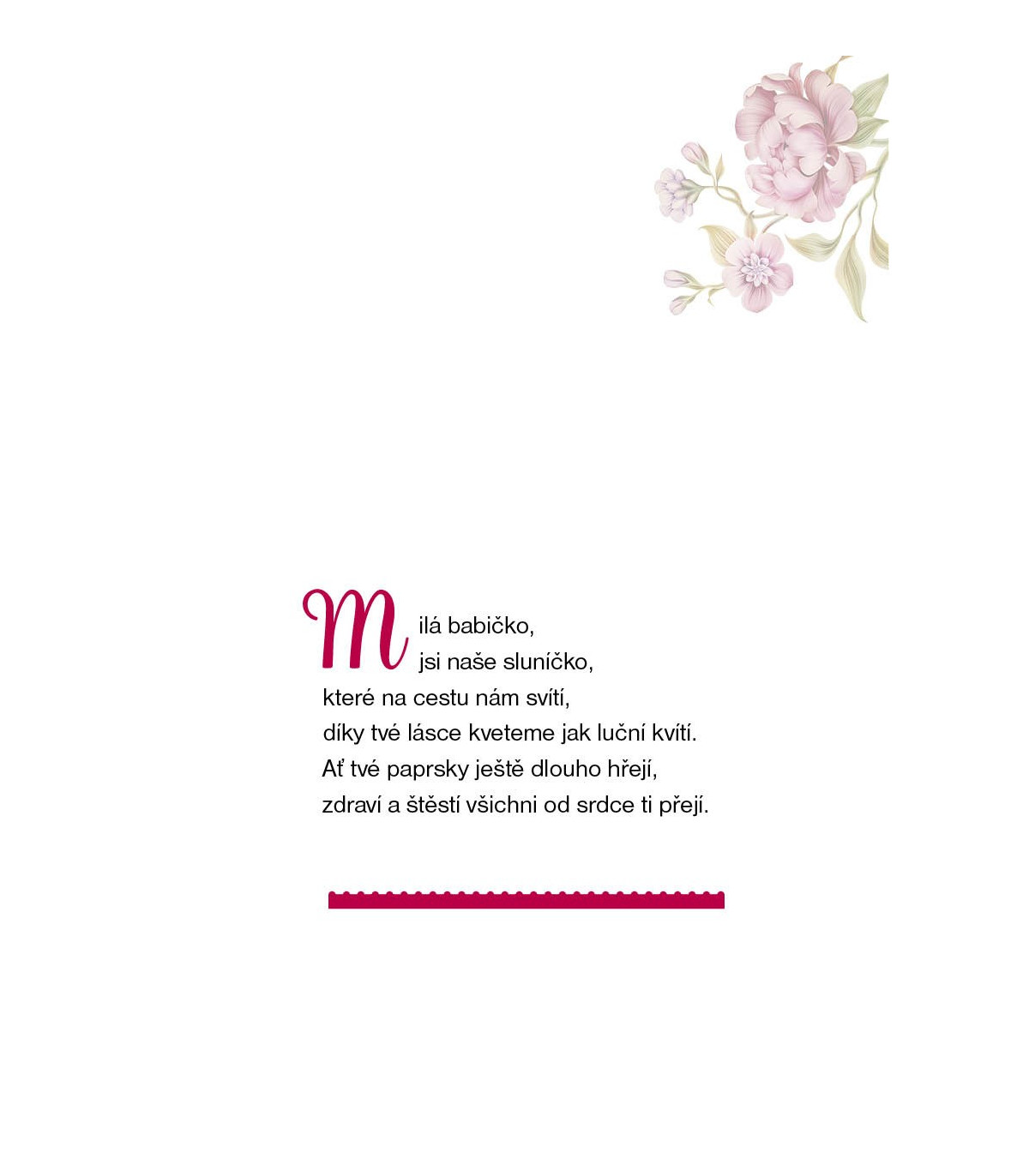 Dárkové přáníčko pro babičku